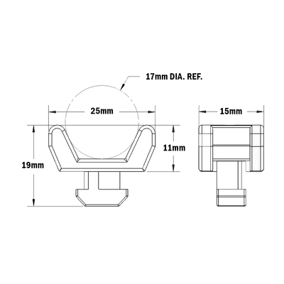 66-120-0 MODULAR SOLUTIONS CABLE TIE DOWNS 1/4 TURN CABLE BLOCK, 25MM, GRAY
